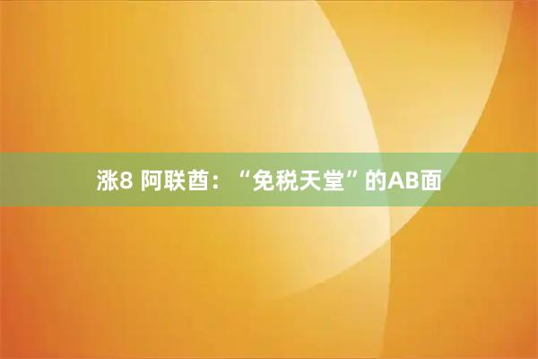 涨8 阿联酋：“免税天堂”的AB面